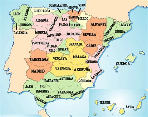 Mapa de España con sus provincias - Mapa de España