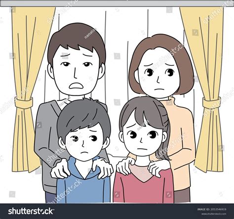 Family Four Troubled Expression Daughter Son Stock Vector (Royalty Free ...