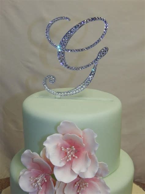 5" Tall Initial Monogram Wedding Cake Topper Swarovski Crystal ...