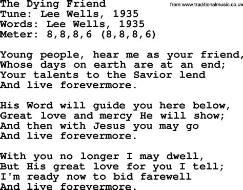 Sacred Harp Song: The Dying Friend - lyrics, and PDF