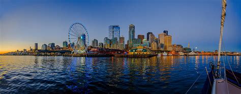 Panorama Seattle Ferris Wheel Skyline Photograph by Scott Campbell - Pixels