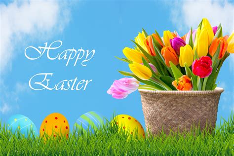 Easter Eggs & Flowers Background Free Stock Photo - Public Domain Pictures