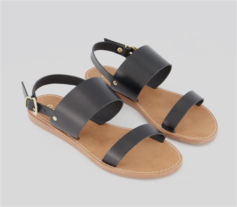 OFFICE Sweets Flat Sandals Black Leather - Women’s Sandals