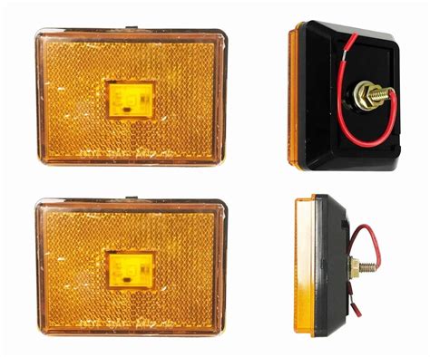 (2) Amber 2" Square LED Trailer Side Marker Lights Stud Mount - 24041 - Walmart.com