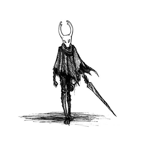 a black and white drawing of a person with a knife in his hand, walking ...