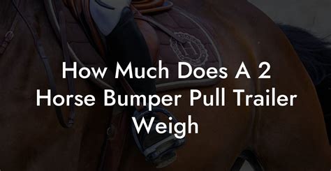 How Much Does A 2 Horse Bumper Pull Trailer Weigh - How To Own a Horse