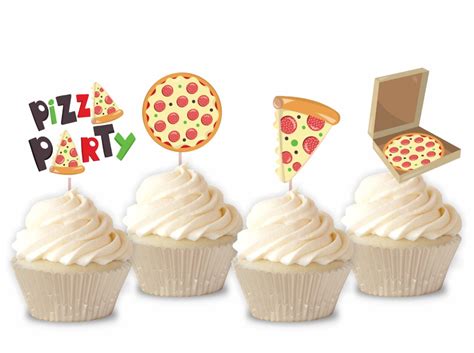 Pizza Party Cupcake Toppers / Pizza Toppers / Pizza Party / | Etsy