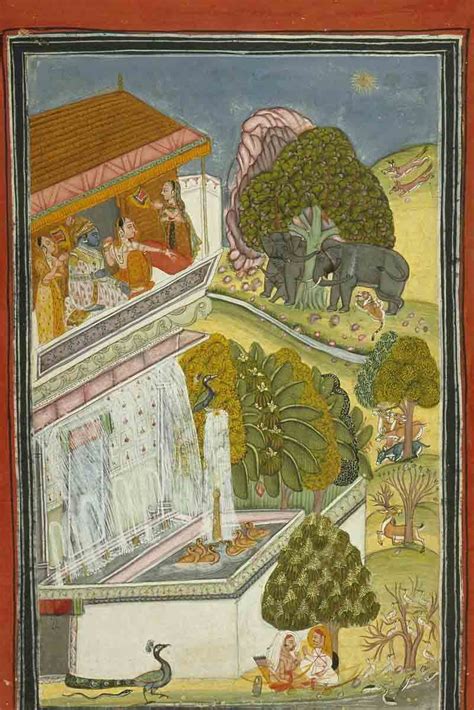 Baramasa (barahmasa) scenes depict the twelve months. [Baramasa Scene ...