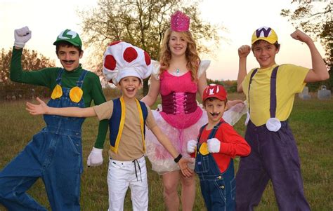 Luigi, Toad, Princess Peach, Mario, Wario costumes. Easy to add ...