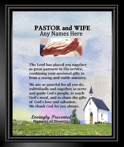 Pastor and Wifepastor and First Lady Personalized Appreciation Anniversary Gift Personalized ...