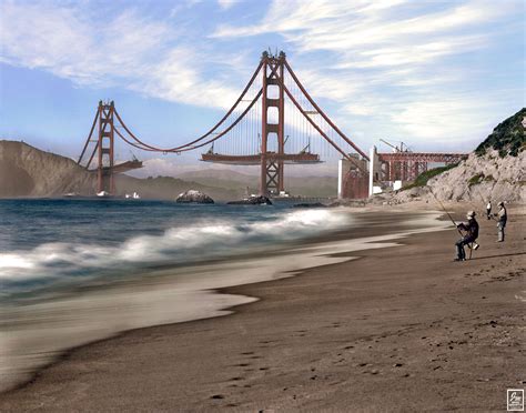 Golden Gate Bridge under construction, San Francisco, California, 1930s