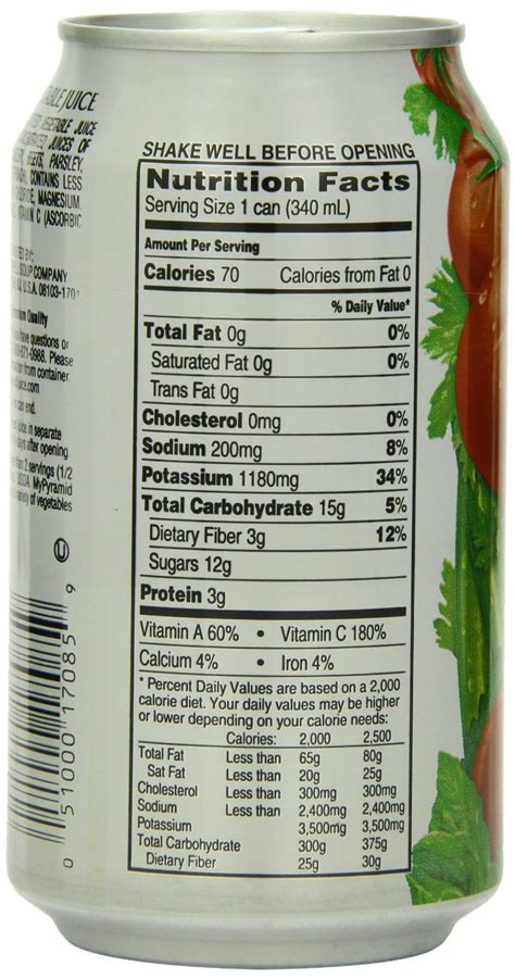 V8 Juice Nutrition Facts Low Sodium | Blog Dandk