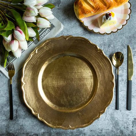 Brushed Gold Charger Plates | EnFete Wedding Supplies