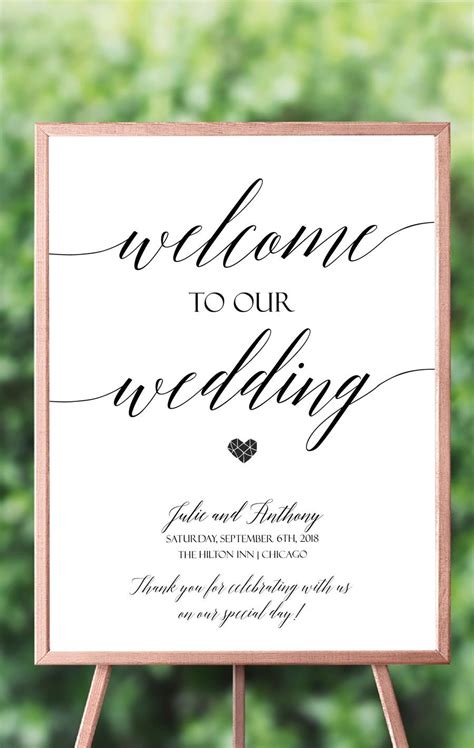 Simple Script Welcome Wedding Sign Elegant Script Welcome | Etsy