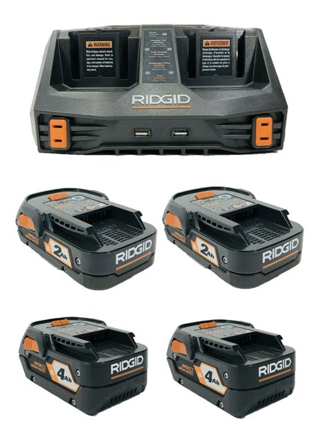 Ridgid 18 volt dual port sequential charger kit with 2 4ah 2 2ah batteries – Artofit