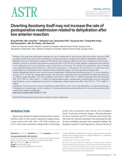 (PDF) Diverting ileostomy itself may not increase the rate of postoperative readmission related ...