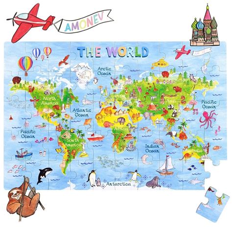 World Map Jigsaw Floor Puzzle for Kids – Amonev