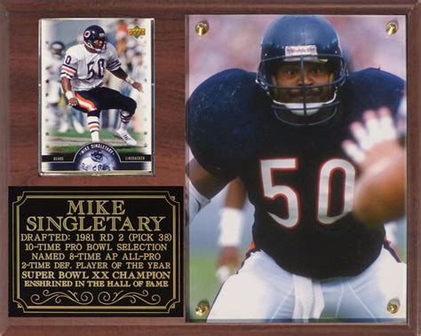 Mike Singletary #50 Chicago Bears Linebacker Hall of Fame Card Plaque ...