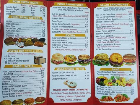 Posh Bagel Roseville menu in Roseville, California, USA