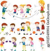 490 Children Playing Different Sports Illustration Clip Art | Royalty Free - GoGraph
