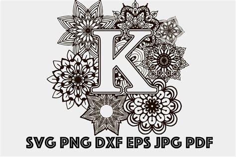 Letter K Mandala SVG Monogram Svg Monogram Alphabet Svg | Etsy