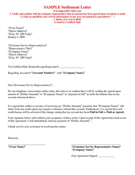 Car Accident Settlement Letter Template