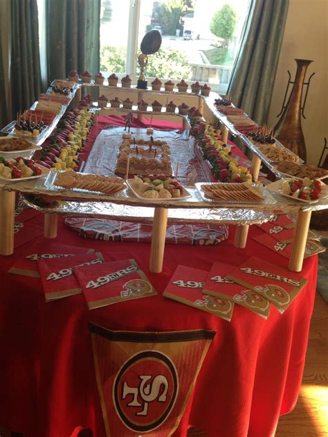 Super Bowl XLVII 49er snack table 49ers Birthday Party, 6th Birthday Parties, Retirement Parties ...