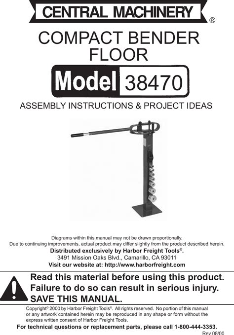 Harbor Freight Compact Bender Product Manual