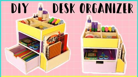 How to make CARDBOARD DESK ORGANIZER - with templates | DIY Storage ...