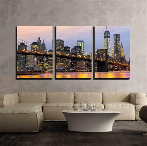 wall26 Canvas Print Wall Art Set Manhattan Skyline at Sunrise in NYC ...