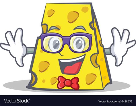 Geek cheese character cartoon style Royalty Free Vector