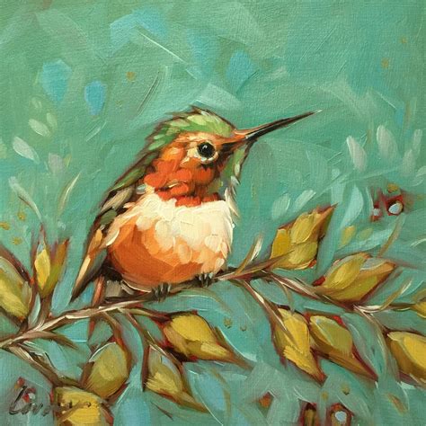 Hummingbird painting, Original oil painting of a Hummingbird on a ...