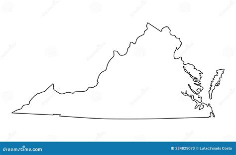 Virginia State outline map stock illustration. Illustration of flat ...