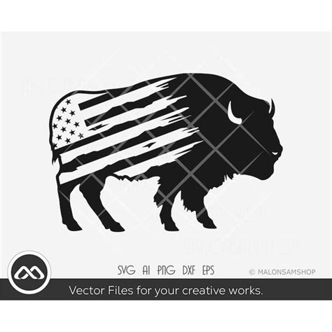 Buffalo SVG USA flag silhouette - buffalo svg, bison svg, bu - Inspire Uplift