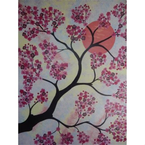 Jual Lukisan dot painting motif bunga sakura jepang di lapak Jnanacrafts filyawan