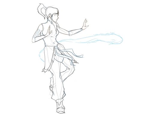 Korra Bending (sketch) by seyrii on DeviantArt