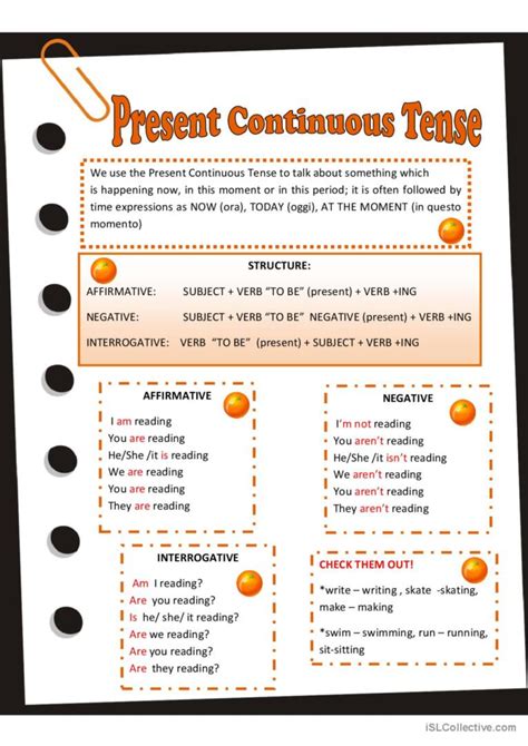 PRESENT CONTINUOUS, RULES gramma…: English ESL worksheets pdf & doc