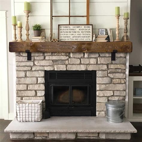 Rustic Fireplace Mantel With Metal Brackets Custom Sizes Hand Made ...