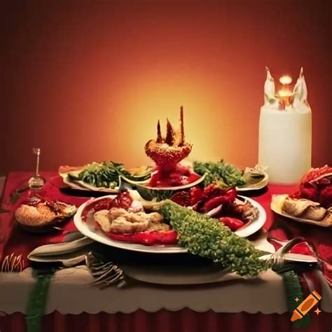 Festive christmas food table on Craiyon