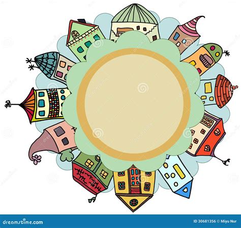 Funny houses card stock illustration. Illustration of colors - 30681356