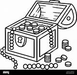 Mermaids Treasure Box Isolated Coloring Page Stock Vector Image & Art  sketch template