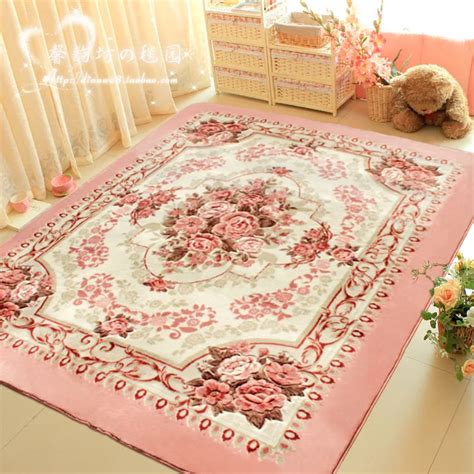 WINLIFE Romantic Pink Rose Rug For Living Room,Elegant American Country Style Carpet Bedroom ...