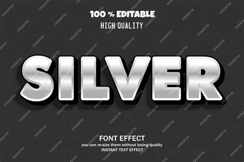 Premium Vector | Silver , font effect