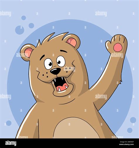 Funny cartoon bear, Hand drawn vector illustration with separate layers ...