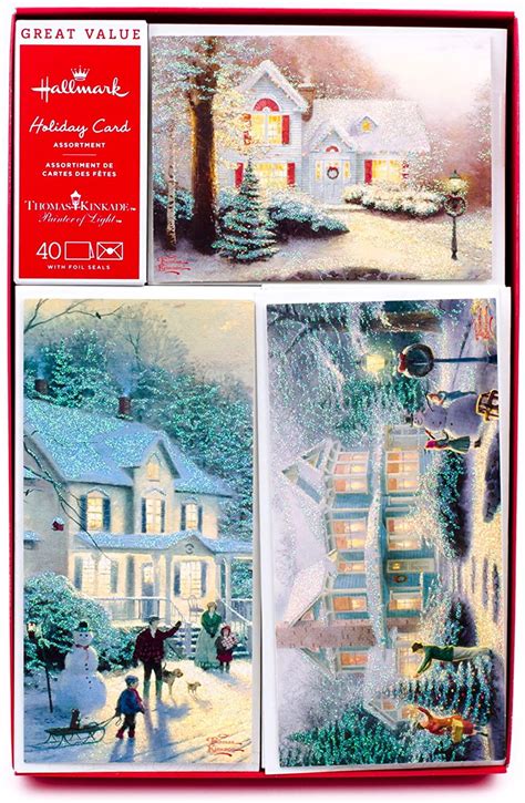 Hallmark Thomas Kinkade Boxed Christmas Cards Assortment, Snowy Houses ...