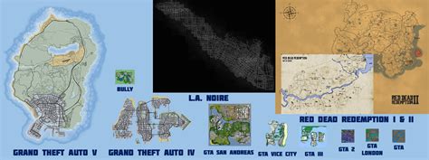 Map size comparison of GTA, Red Dead Redemption, Bully and L.A. Noire [CORRECTED] : r/MapPorn