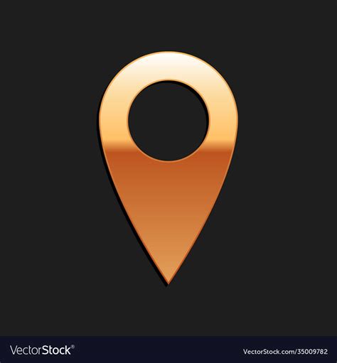 Gold location icon isolated on black background Vector Image