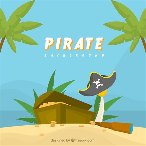 Free Vector | Treasure background on pirate island