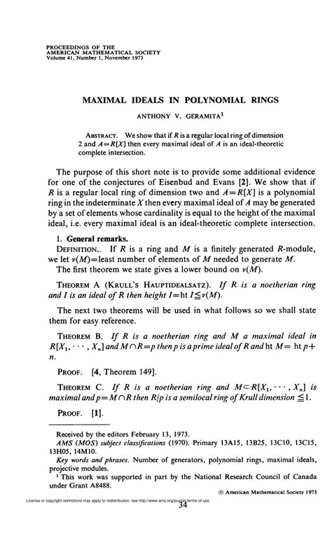 (PDF) Maximal Ideals in Polynomial Rings