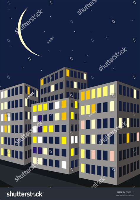 Night City Landscape Vector Illustration Stock Illustration 7642912 | Shutterstock